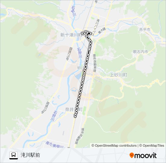 滝川奈井江線 バスの路線図