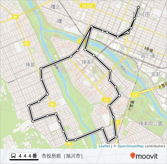 ４４４番 Route Schedules Stops Maps 市役所前 旭川市