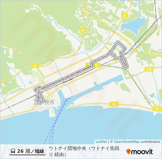 26 沼ノ端線 Route Schedules Stops Maps ウトナイ団地中央 ウトナイ先回り 経由