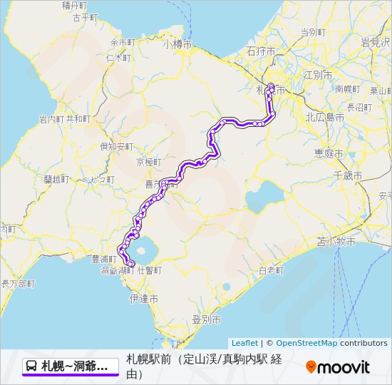 札幌 洞爺湖温泉ルート スケジュール 停車地 地図 札幌駅前 定山渓 真駒内駅 経由