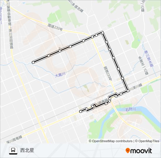 西北星線 バスの路線図
