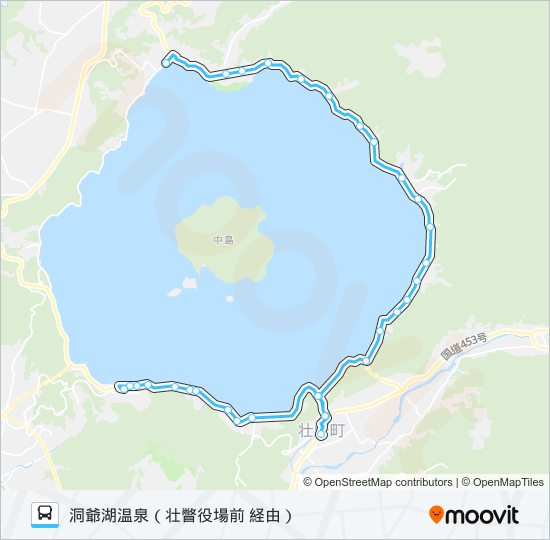 洞爺湖温泉～壮瞥～洞爺水の駅 バスの路線図