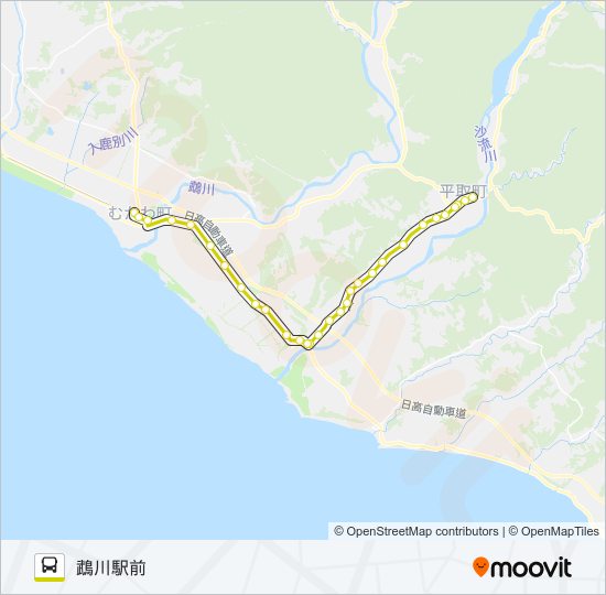 平取～苫小牧 バスの路線図