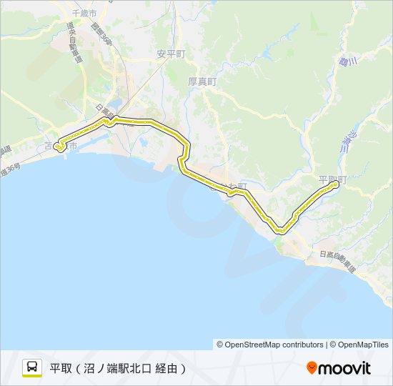 平取～苫小牧 バスの路線図