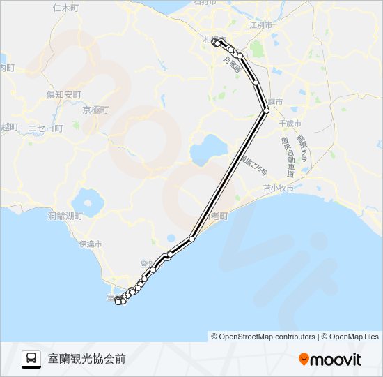 札幌～室蘭 バスの路線図