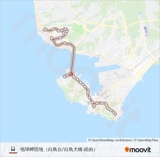 15 げんき館地球岬団地線（白鳥大橋経由） bus Line Map