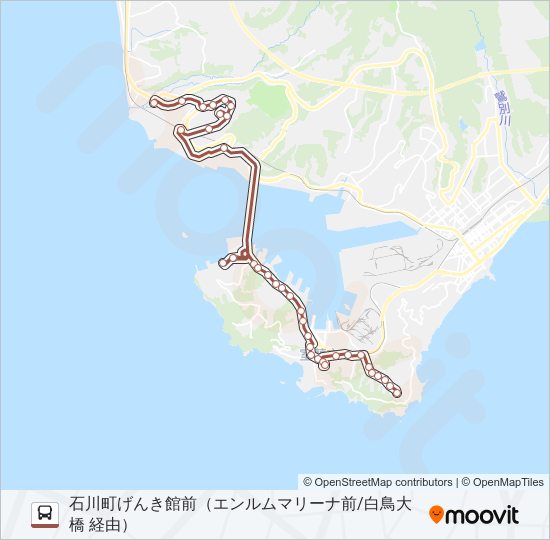 15 げんき館地球岬団地線（白鳥大橋経由） bus Line Map