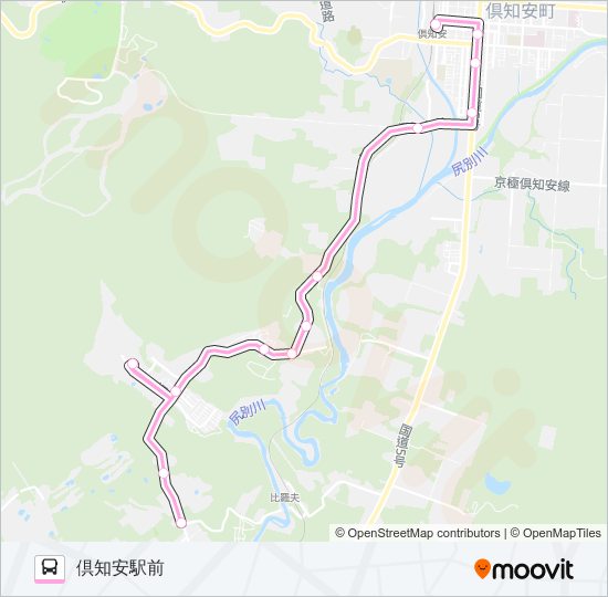 倶知安～ひらふウェルカムセンター～樺山小学校 bus Line Map