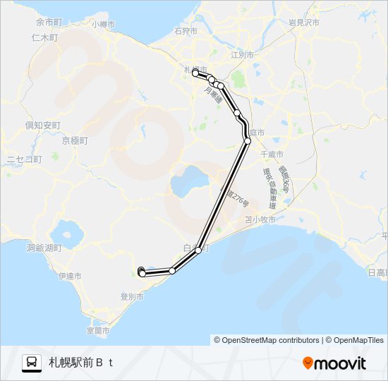 札幌～登別温泉 bus Line Map