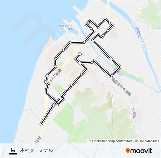 羽幌町内循環線 バスの路線図