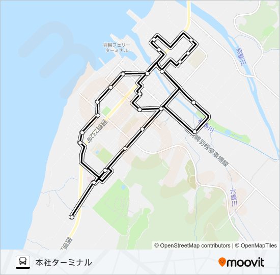 羽幌町内循環線 バスの路線図