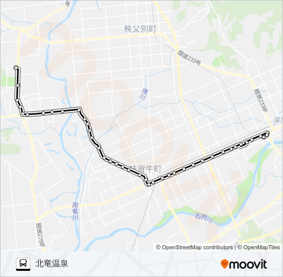 北竜線 バスの路線図