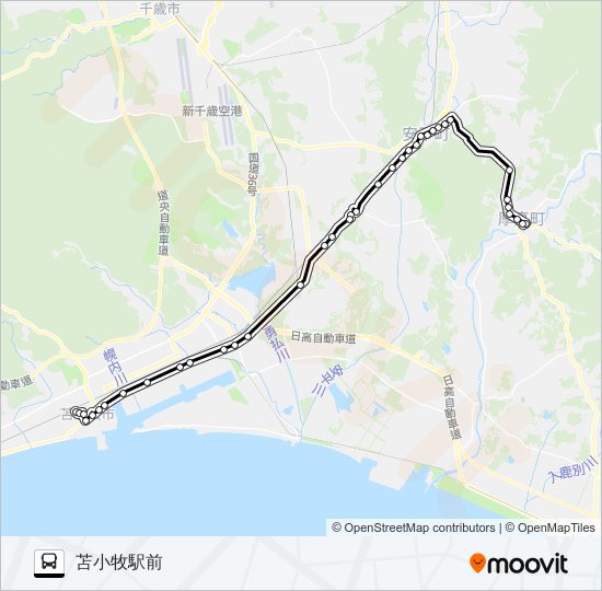 苫小牧線 バスの路線図