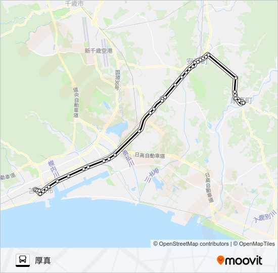 苫小牧線 バスの路線図