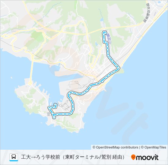 4 鷲別工大線 バスの路線図