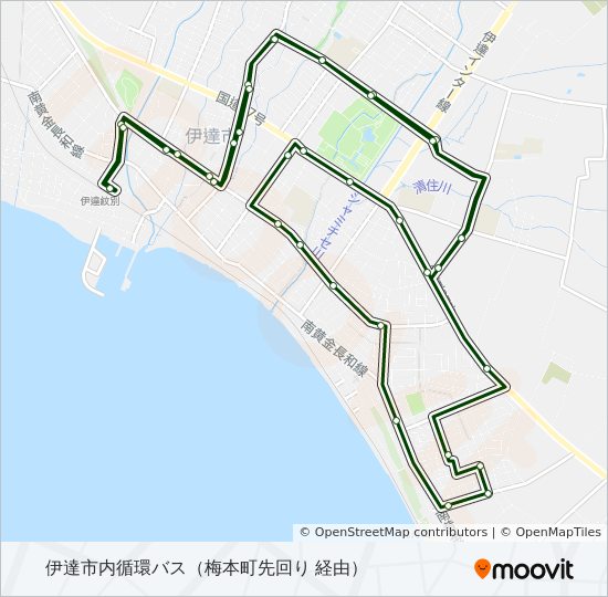 伊達駅前～舟岡～見晴 bus Line Map