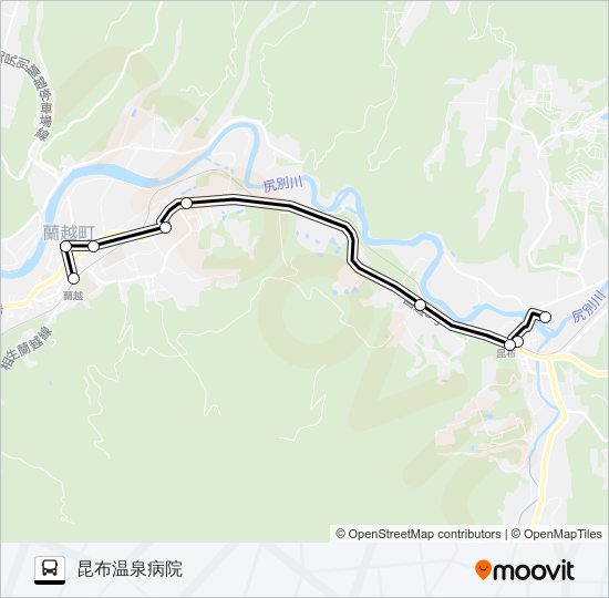 蘭越～昆布 バスの路線図