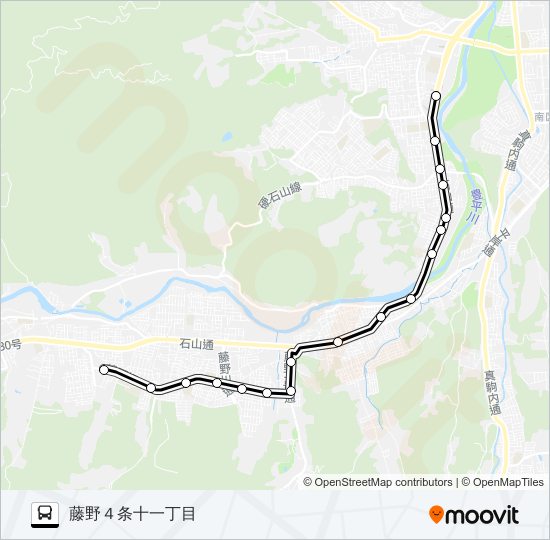 ７川沿５条２～藤野４条１１ bus Line Map