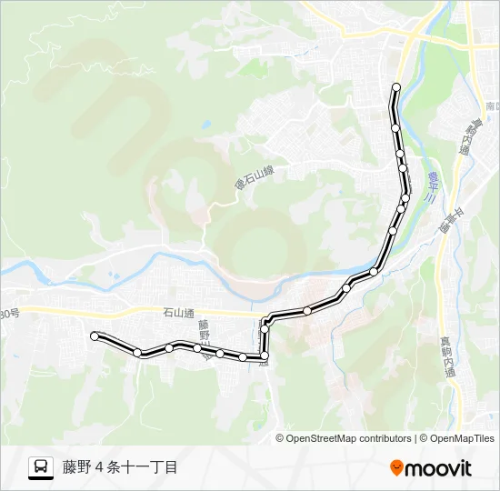 ７川沿５条２～藤野４条１１ Bus Line Map