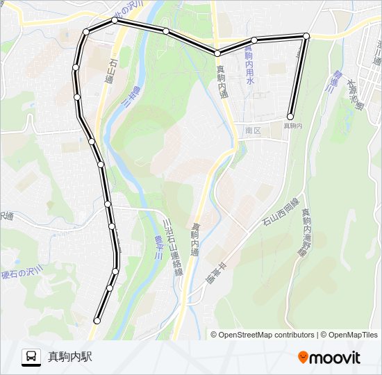 南９５真駒内駅～石山１条６ バスの路線図