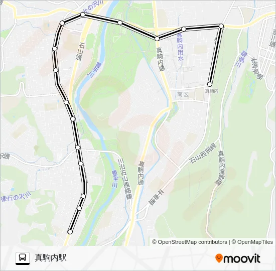 南９５真駒内駅～石山１条６ バスの路線図