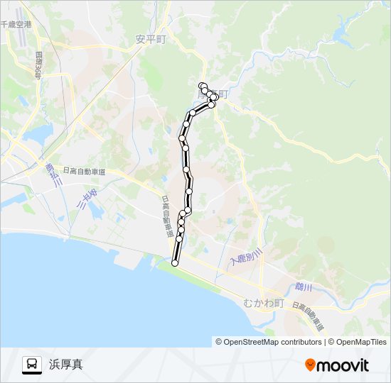 浜厚真線 バスの路線図