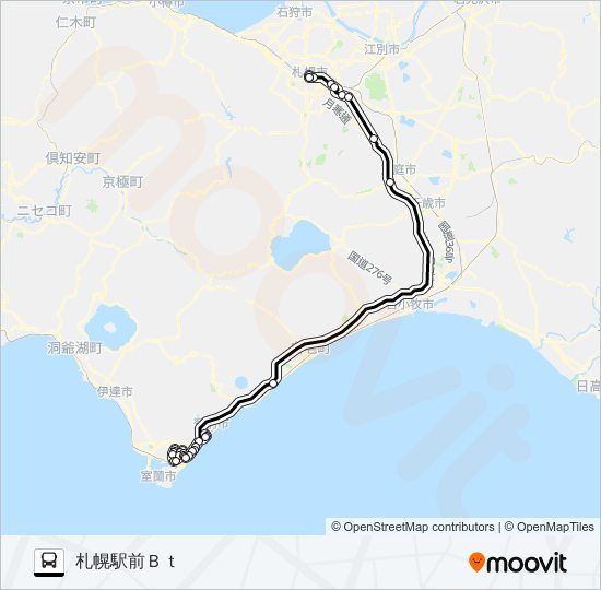 札幌～八丁平 バスの路線図