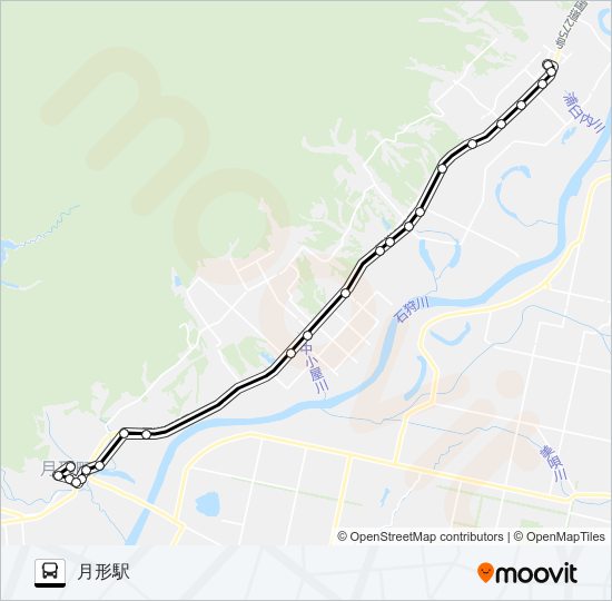 月形浦臼線 バスの路線図