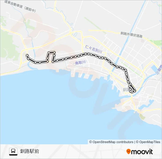 Otanosuke Line [via Tsuruno Support School] Bus Line Map