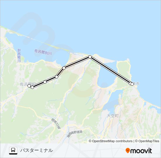 網走線 バスの路線図