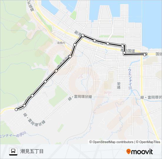 緑町線［潮見五～末広～緑六］ バスの路線図