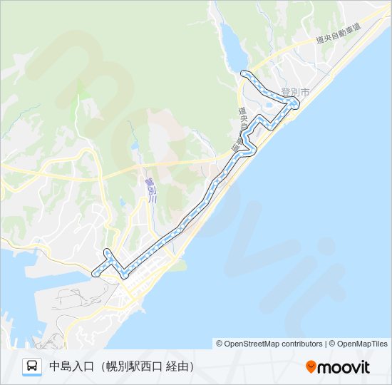 30 中島町資料館線 バスの路線図