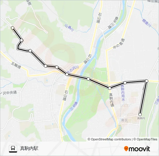 南９８真駒内駅～道路管理事務所 Bus Line Map