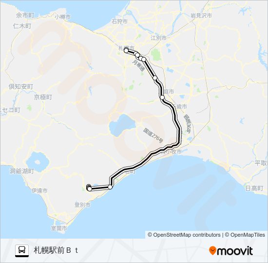 札幌～登別温泉 bus Line Map