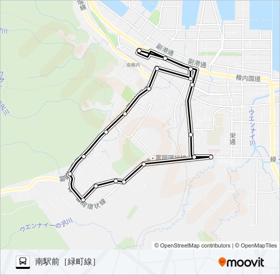 緑町線［南駅循環病院後回り］ バスの路線図