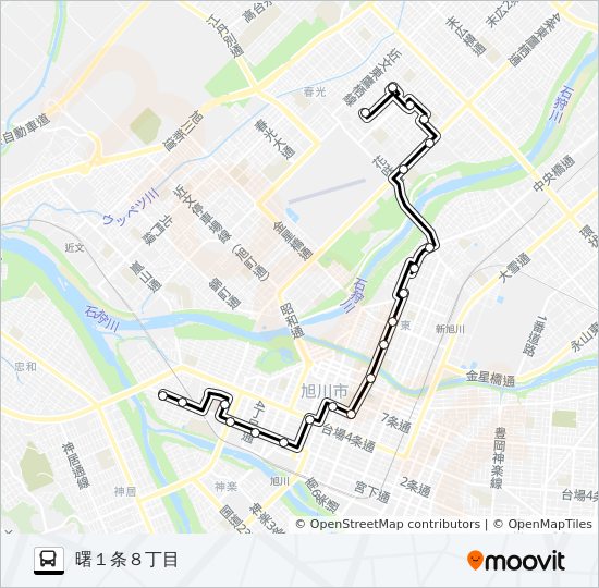 花咲大橋 バスの路線図