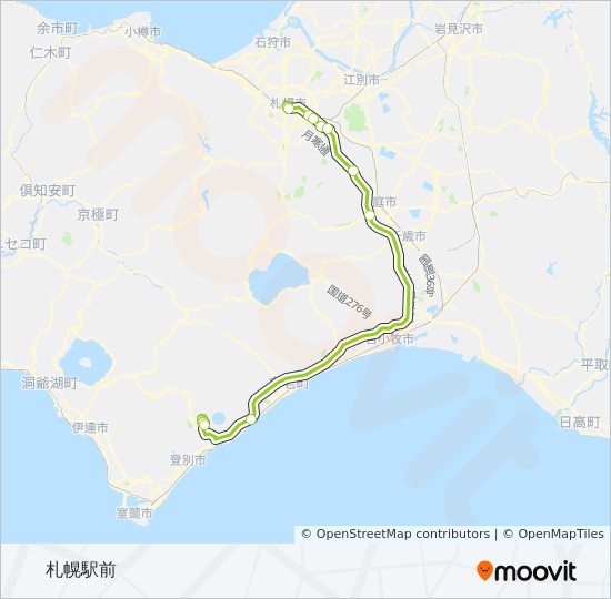 高速おんせん号 bus Line Map
