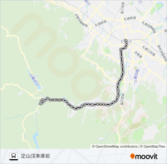 ７札幌駅～川沿１６条２～豊平峡 bus Line Map