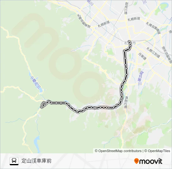 ７札幌駅～川沿１６条２～豊平峡 Bus Line Map