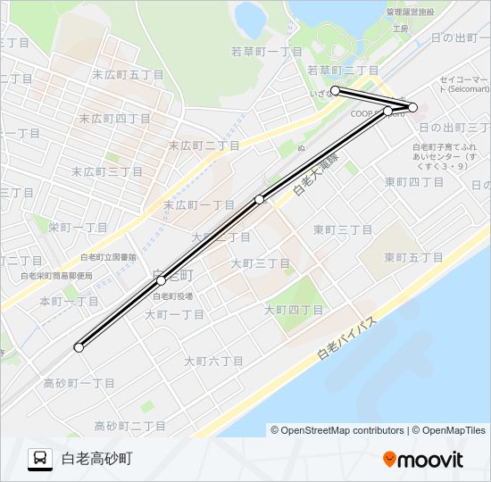 市街地循環便 バスの路線図