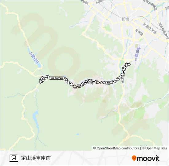 12 Makomanai Station - Misu Elementary - Jozankei Bus Line Map