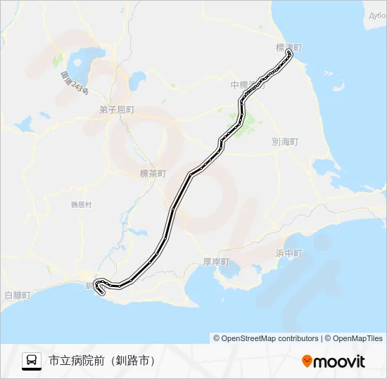 釧路標津線 バスの路線図
