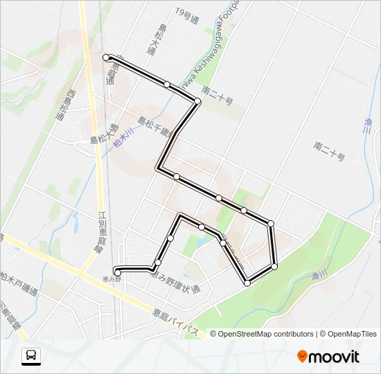 Bコース JR恵み野駅東口 > JR島松駅 Bus Line Map
