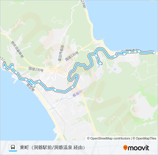 東町～洞爺湖温泉～洞爺駅前～総合福祉館 Bus Line Map