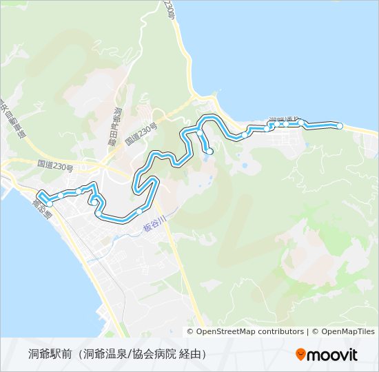 東町～洞爺湖温泉～洞爺駅前～総合福祉館 bus Line Map