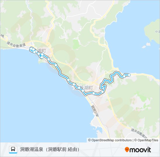 東町～洞爺湖温泉～洞爺駅前～総合福祉館 bus Line Map