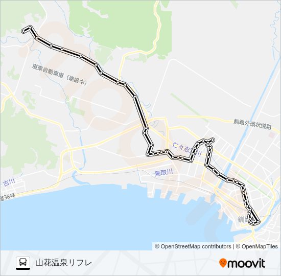 山花リフレ線［鶴野経由］ Bus Line Map