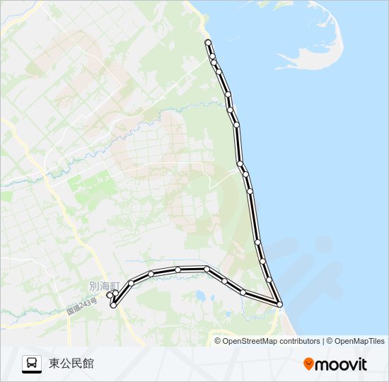 尾岱沼線 バスの路線図