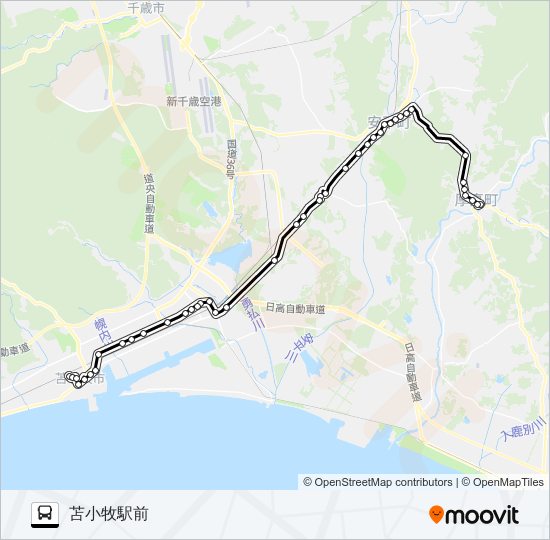 苫小牧線 バスの路線図
