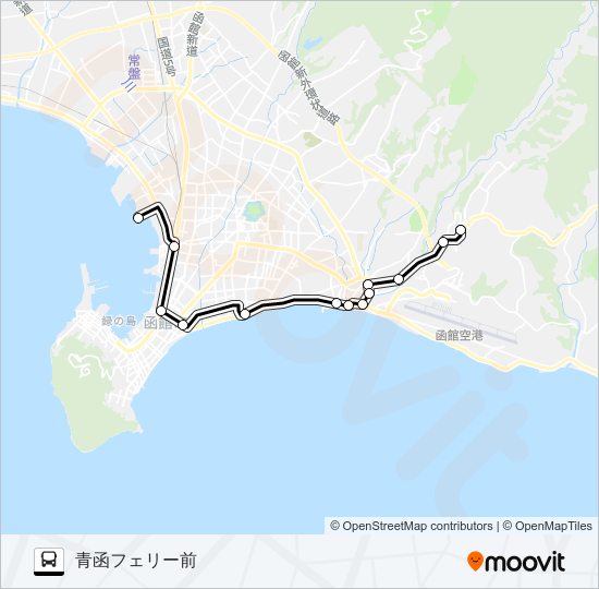 青函フェリー前～上湯川町 バスの路線図